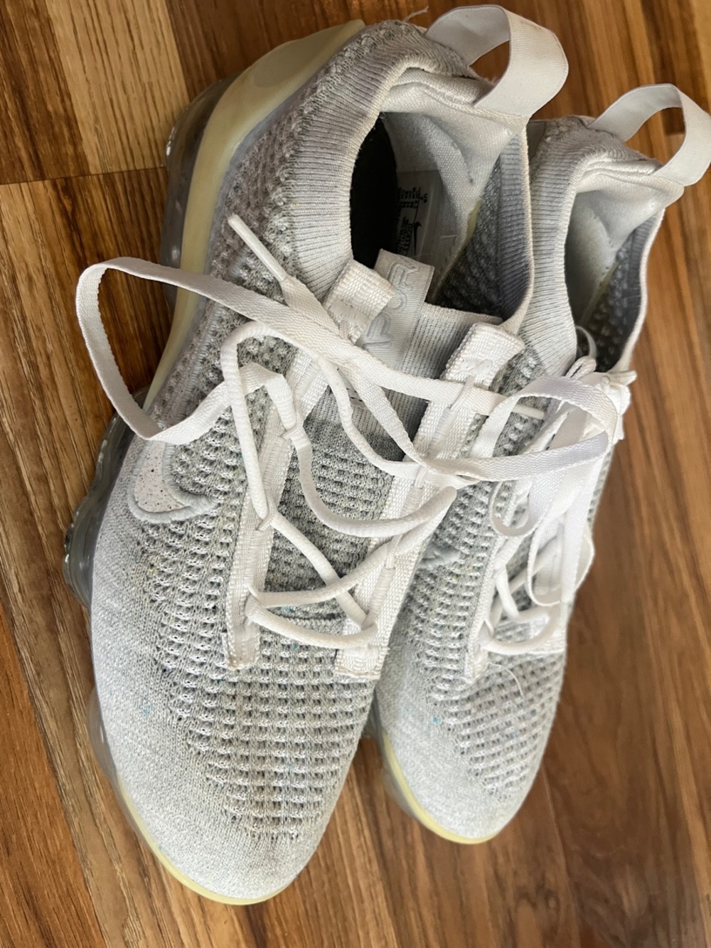 Nike Women's VaporMax  White Knit Lace-Up Sneaker